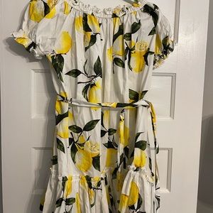 Aqua off the shoulder Lemon mini dress